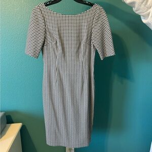 Calvin Klein Black and White Gingham Midi Dress